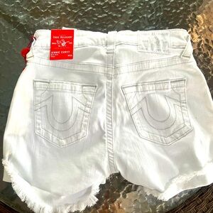 TRUE RELIGION white denim shorts